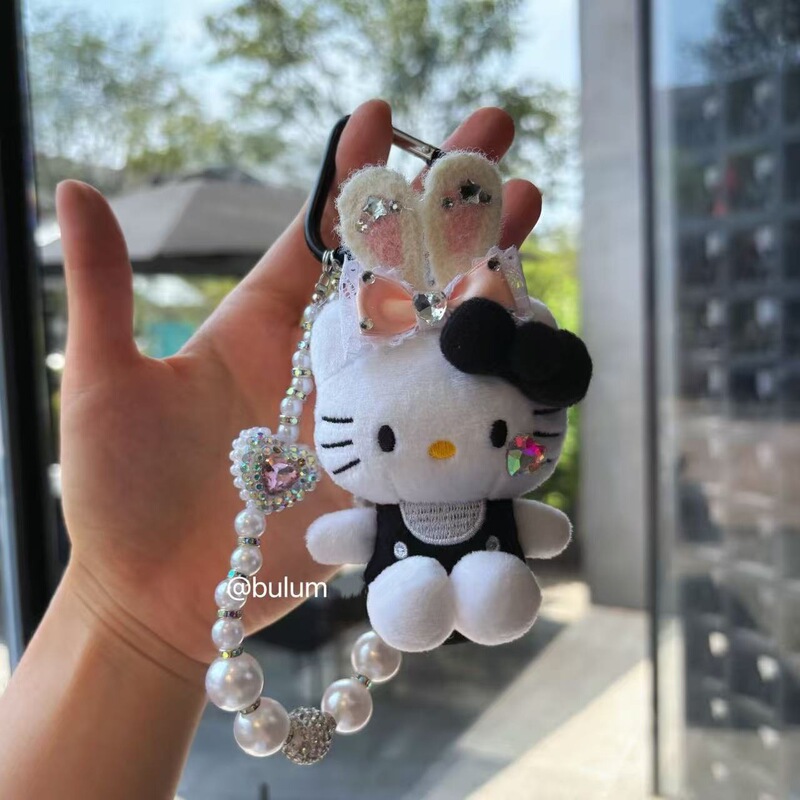 兔耳朵哈喽kitty玩偶背包挂件ins风爆款超萌多巴胺水钻公仔挂饰|undefined