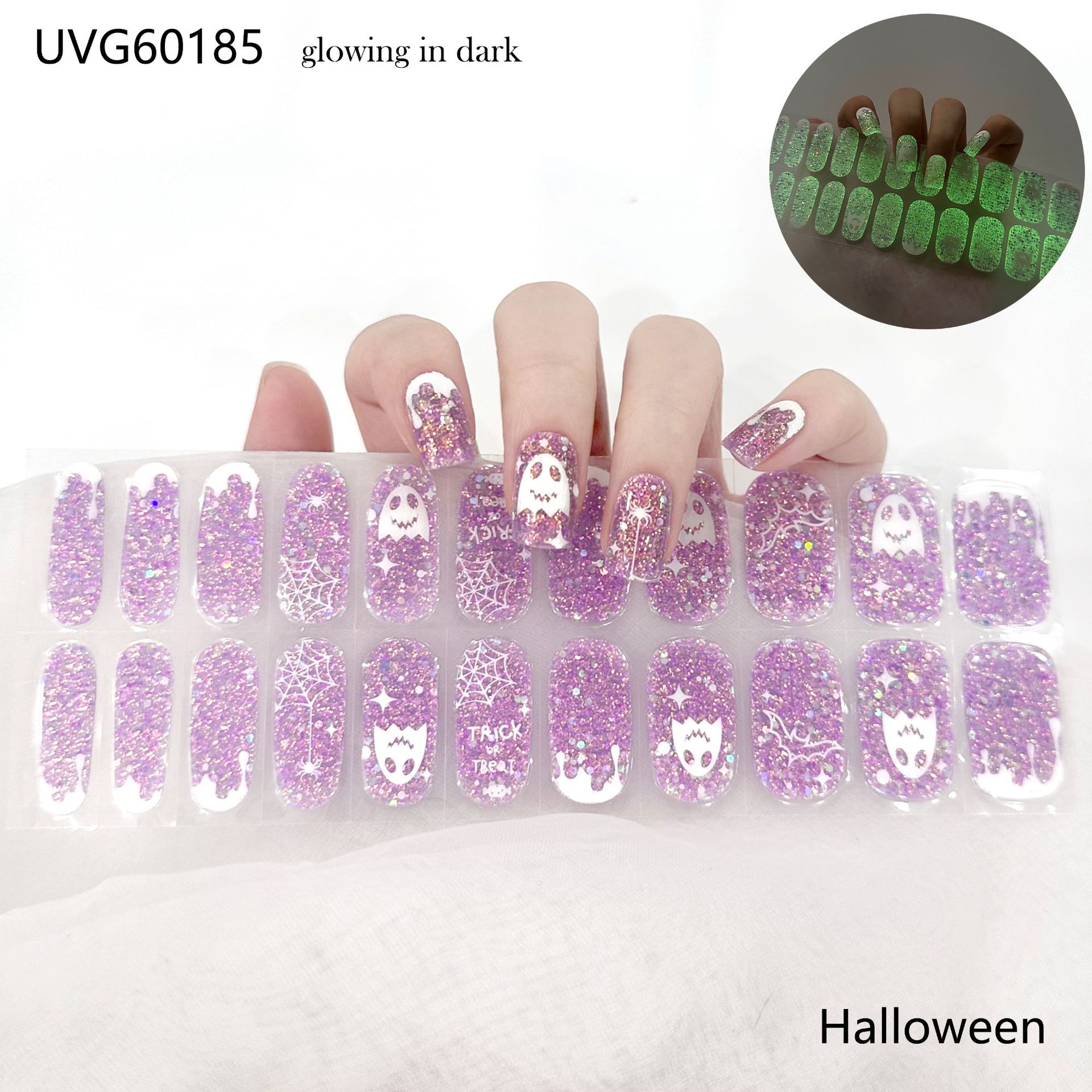Pegatinas de uñas de gel UV transparentes efecto hielo, semicuradas, con lámina dorada, fototerapia, efecto película de aceite