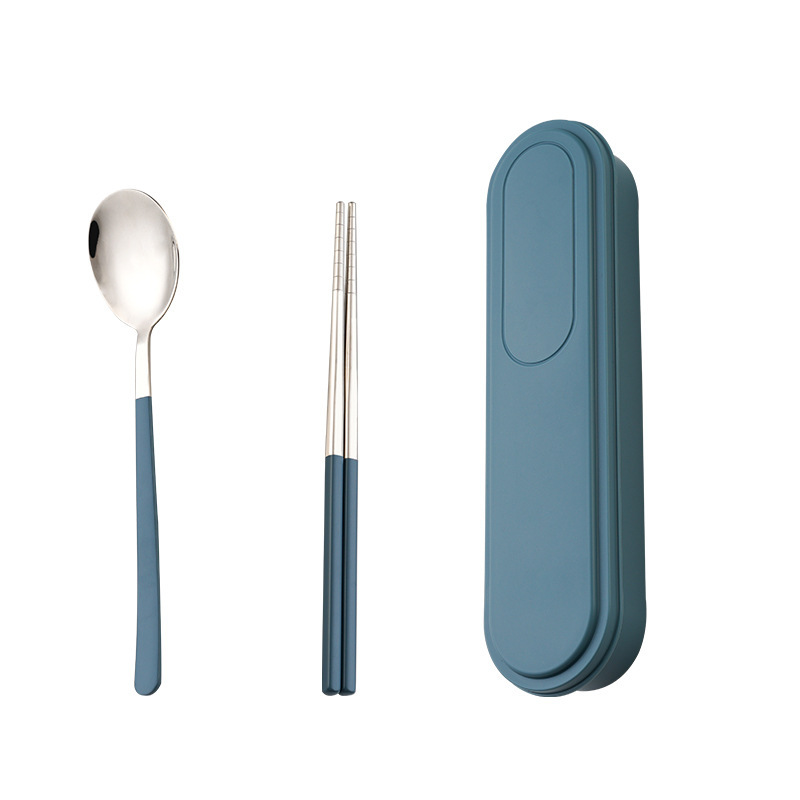 304ステンレス携帯食器三点セット学生屋外食器セット引き出し箱プレゼントスプーンフォーク箸|undefined