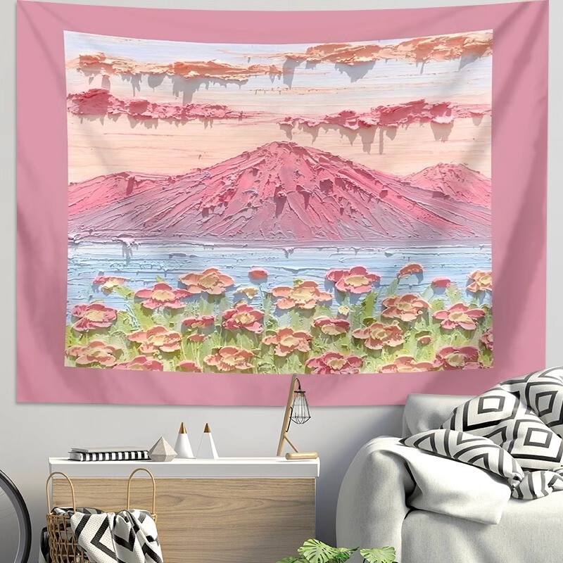 Healing Art Bedroom Decorative Background Cloth Nordic Ins Style Texture Painting Japanese Style Fresh Bedside Hanging Cloth