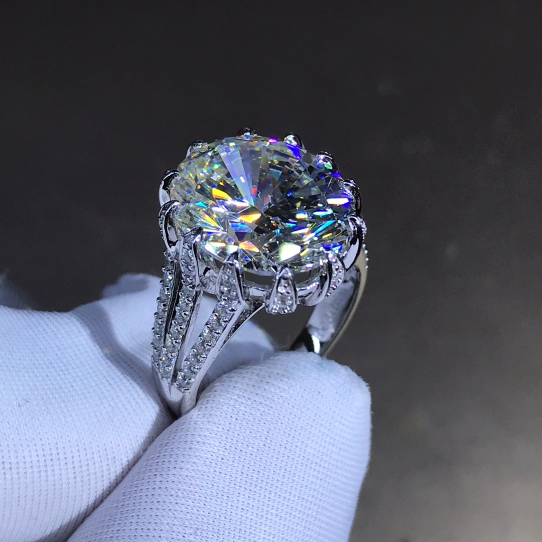 6 quilates VVS grado 3EX Oval anillo de diamantes de alto carbono con incrustaciones de diamantes importados de alto carbono Rosa G color amarillo joyería