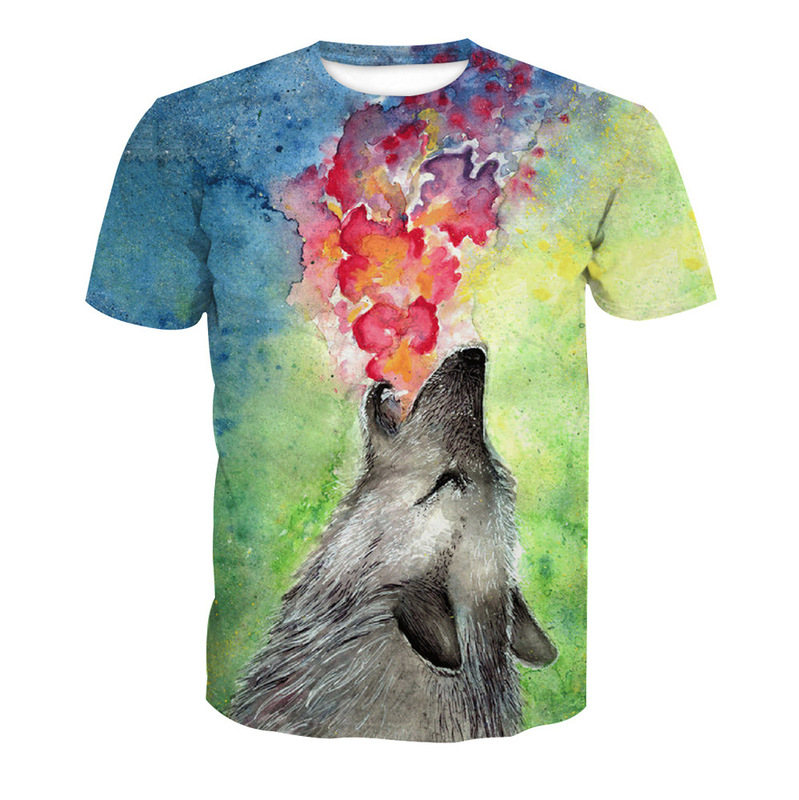 Foreign trade wish AliExpress ebay Amazon summer new European and American Flow digital printing short-sleeved T-shirt men's T