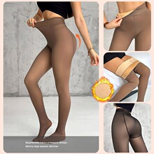 Q 66418 Sheer Black Fleece Lined Pantyhose ��͸�w���ѝ
