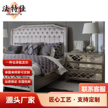 福溢家居意大利米兰系列三斗柜简约现代实木雕刻斗柜收纳柜抽屉柜