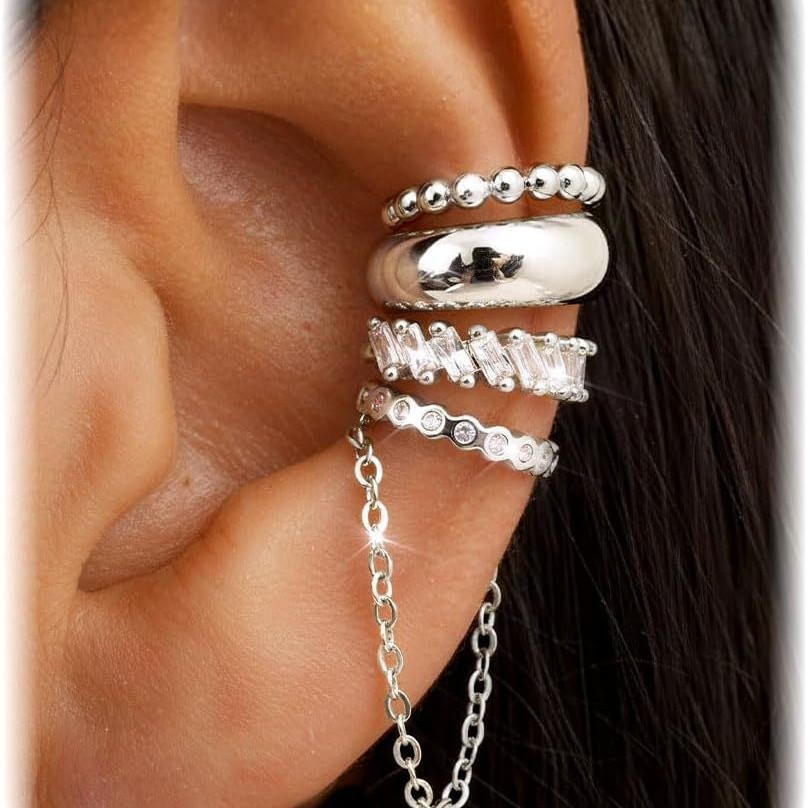 European and American Cross-Border Hot-Selling Minimalist Line Design Brass Gold-Plated Ear Cuff, Personalized Double-Layer U-Shaped Non-Pierced Ear Clip