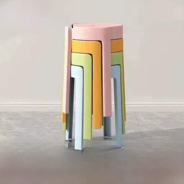 Plastic Stool Household Stackable Cyclone Stool Simple Living Room Dining Table Round Stool Portable Windmill Stool Creative Bench