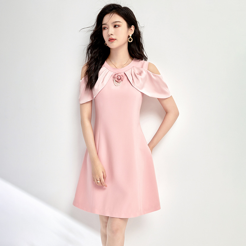 Đầm suông nữ midi mùa hè tay ngắn — 2507612 - Đen chi tiết 1