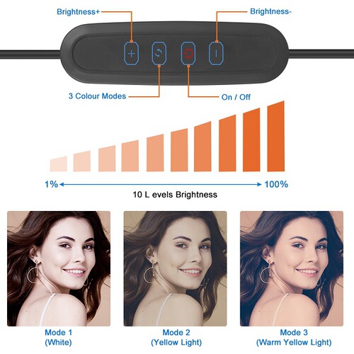 Foldable Influencer Live Stream Fill Light LED Beauty Phone Selfie Lamp Ring Light, 10-Inch Circular Light