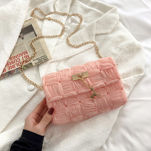 Women's bag new versatile diy snow yarn woven bag handmade material bag fashion chain shoulder crossbody bag