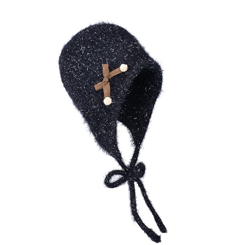 Chapeaux tricotés en fil papillon doux et mignon pour enfants automne hiver, protection des oreilles en peluche à la mode, visage_voghion.com