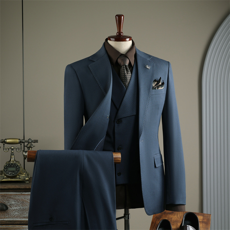 High-end Fashion Striped Suit suit Men's Professional Formal Dress Slim-fit Business Wedding Groom Best Man Dress