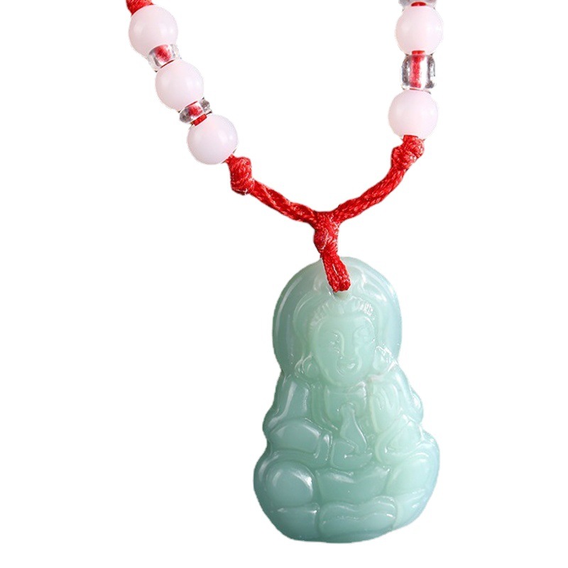 2026 Maitreya Buddha Guanyin Red String Pendant Necklace Couple Style Imitation Jade Bracelet Lucky Rope Pendant Chinese Style