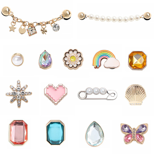 Metal Hole-to-Hole Shoes with Cross-Border New Shopping Mall Same Version Decorative Clip Shoes Flower DIY Water Diamond Alloy 3D Shoe Clips Accessory