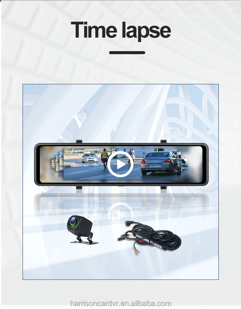 9.66inch 10.3inch 12inch Wireless Carplay Screen Mirroring 4K1080P Rearview Mirror Dual-Channel Dash Cam