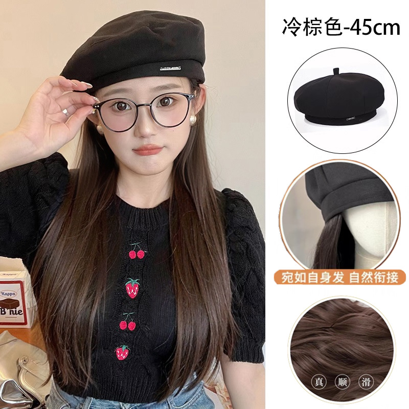 블랙 베레모 [콜드 브라운] 긴 생머리