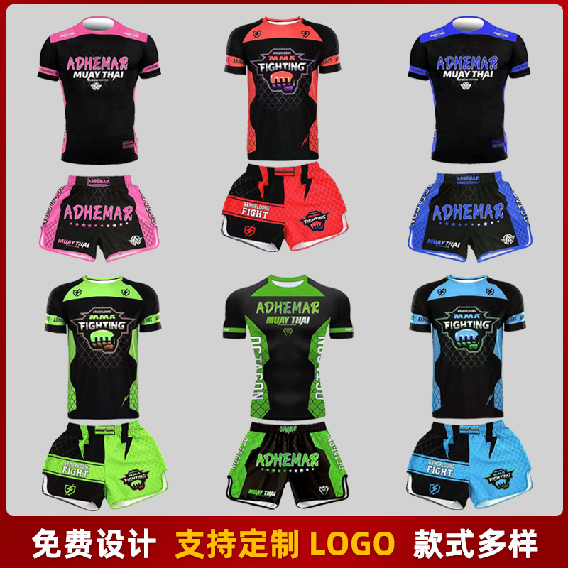 Professional Kidsren's Boxing Training Clothing, Fighting Martial Arts Sanda Clothing Suit, Competition Muay Thai Shorts, Short-Sleeved T-Shirt
