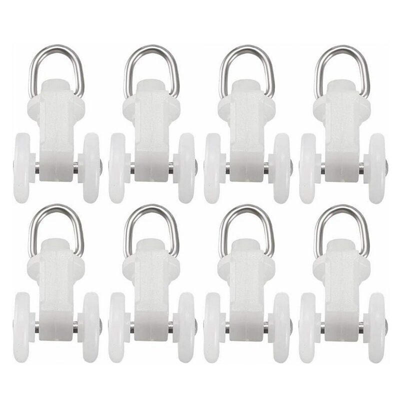 Plastic Double-Wheel Curtain Track Carrier, Curtain Guide Rail, Sliding Shower Curtain, 12mm Wheel Diameter, Square Track