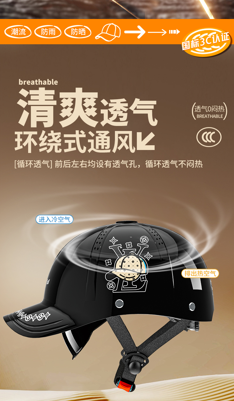 Baseball Helmet Electric Motorcycle Helmet Men Women Summer