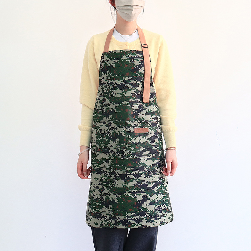 Transfronterizo Amazon camuflado delantal de lona impermeable ajustable café ropa de trabajo delantal de cocina doméstica al por mayor