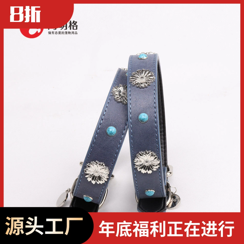 Aminger новая трансграничная кожа снежинки большая собака Шея кольцо кожа животное ошейник Завод прямых продаж