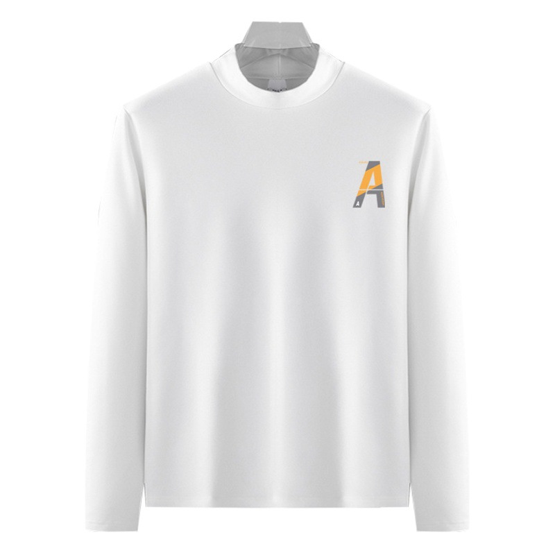 Juventud urbana Cuello Blanco Slim fit de terciopelo a prueba de frío cálido medio cuello alto ropa interior hombres otoño camiseta superior