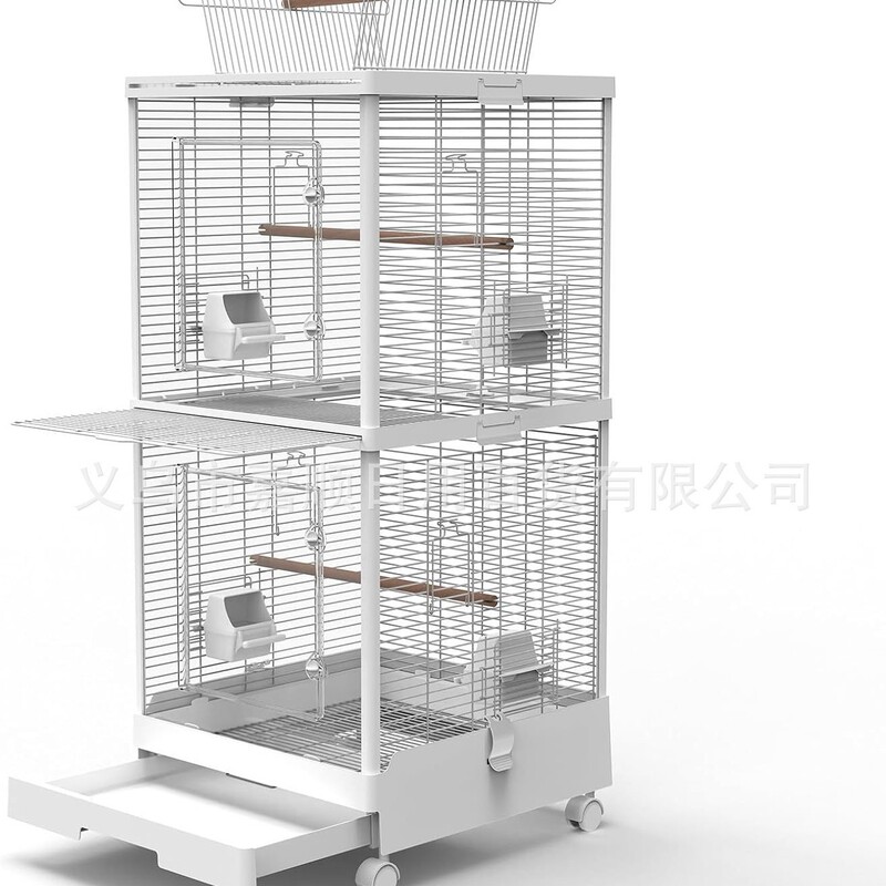 Feather Tribe 490 Transparent Double-Layered Parrot Cage Black Phoenix Small Sun Monk Peony Tiger Skin Luxury Horizontal Silk Bird Cage