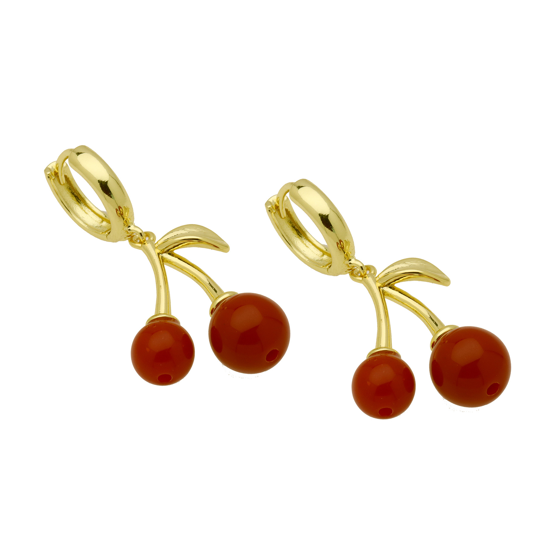 7g Weight Copper Ear Needle Material 18K Gold Plated Plating Material Charm Sleeper Hoop Earrings, Drop Earrings Classification 1 Pair Quantity Casual, Daily Occasion Copper Material Cherry, Mushroom Pattern Women's Gender Enamel, Plating Design Sweet Style 1 Pair Sweet Cherry Mushroom Enamel Plating Copper 18K Gold Plated Drop Earrings 8