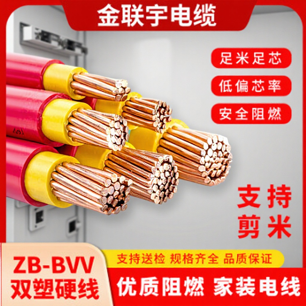 金环宇电线国标BVV1.5 2.5 4 6平方阻燃双层绝缘线机器设备电源线