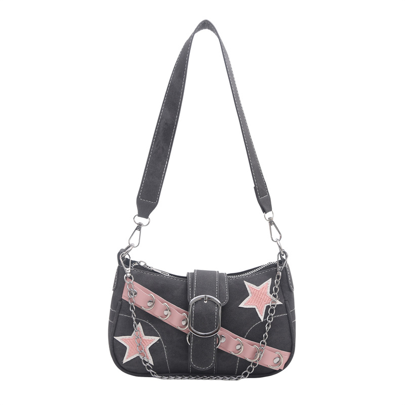 Nuevo diseño de nicho de moda en otoño e invierno 2026 cinturón rosa, palo de método estrella, bolso de hombro, bolso de mujer caliente, cadena de axilas, bolso de mujer
