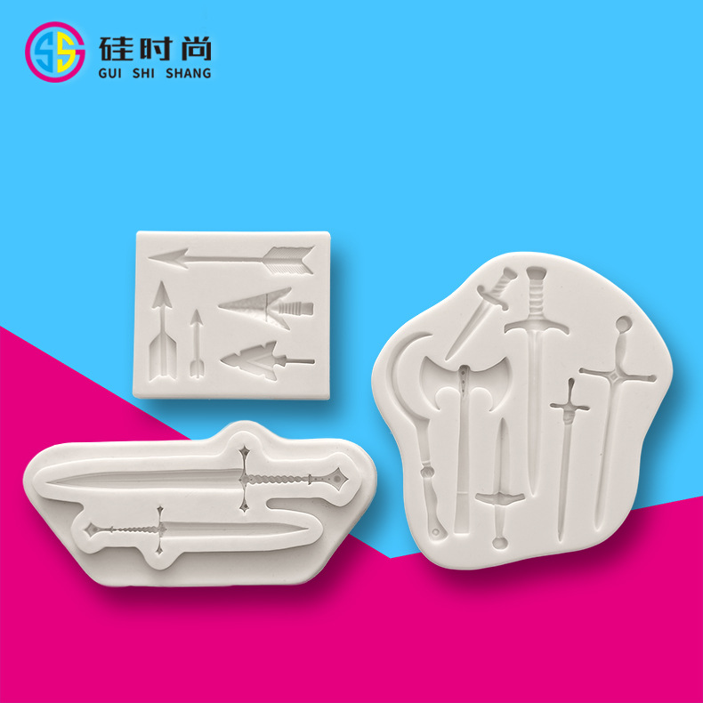 Cross border Selling Weapon The sword Toys Model Bow and arrow chocolate candy biscuit Invert sugar mould silica gel wholesale