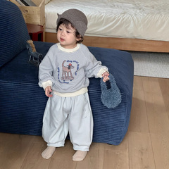 儿童条纹卫衣卫裤两件套宝宝2025秋季新款韩版童装男童秋款套装