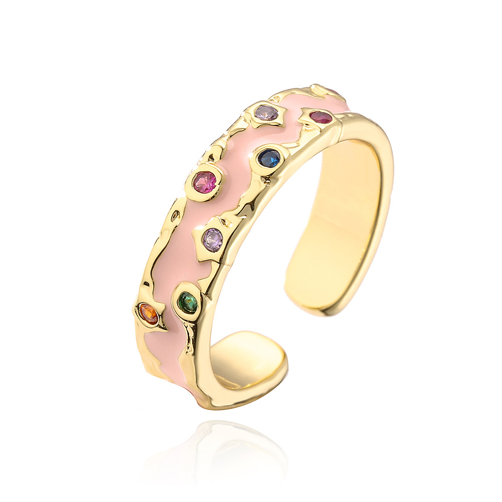 Fashion Geometric Copper Inlay Zircon Rings 1 Piece