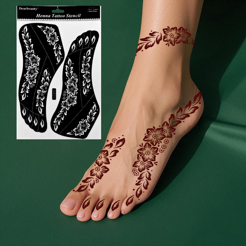 Indian Henna Tattoo Template Decals Temporary Tattoo Feet Spray Painting Tools Painted Herbal Juice Tattoo Sticker