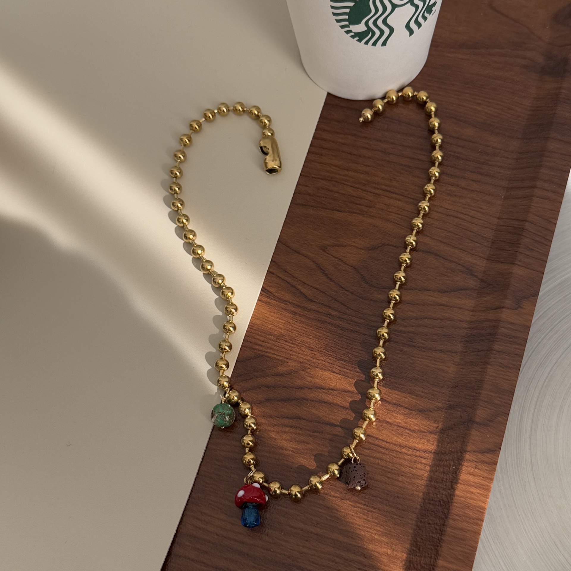 18g Weight glass Pendant Material Pendant Necklace Classification Titanium Steel Chain Material ball chain Chain Type 1 Piece Quantity Holiday, Daily, Selfie Occasion Titanium Steel Material Mushroom Pattern Women's Gender Plating Design Casual, Elegant, Lady Style Wholesale Jewelry Casual Elegant Lady Mushroom Titanium Steel Plating Pendant Necklace Ball Chain 13