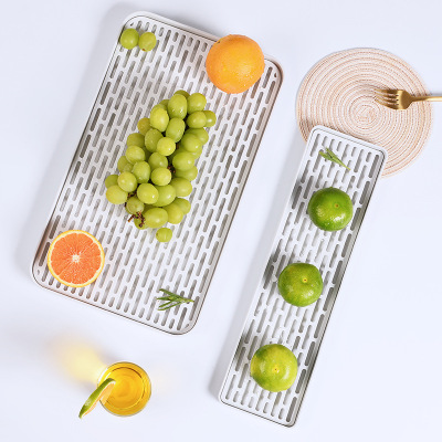 Drain tray household kitchen double-deck Tray rectangle tea tray Fruit plate originality Plastic Leach basket Water cup holder