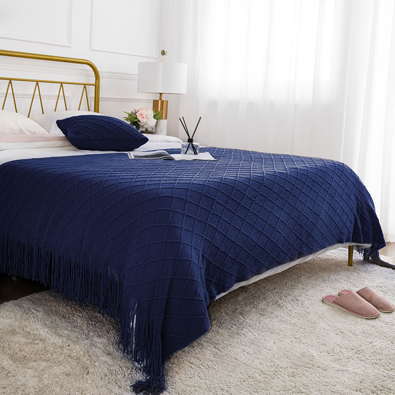 Toalla de cabecera retrógrada simple cama de alojamiento bandera cubierta decoración de apartamento de hotel red diamante jacquard bordilla