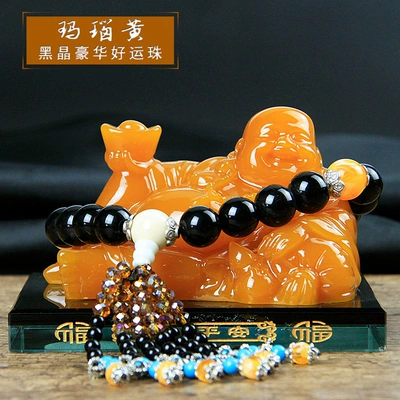 Car ornaments Interior Accessories Decorative Ornaments Buddha - agate-yellow-black-crystal-buddha-beads