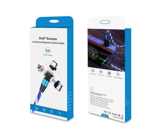 New product rotating magnetic suction data cable dedicated neutral packaging paper box packaging PE plastic bag thermoforming packaging