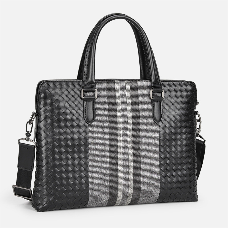 비즈니스 서류 가방 자수 짠 남자 핸드백 메신저 백 캐주얼 숄더 컴퓨터 가방 크로스 보더 세대 헤어