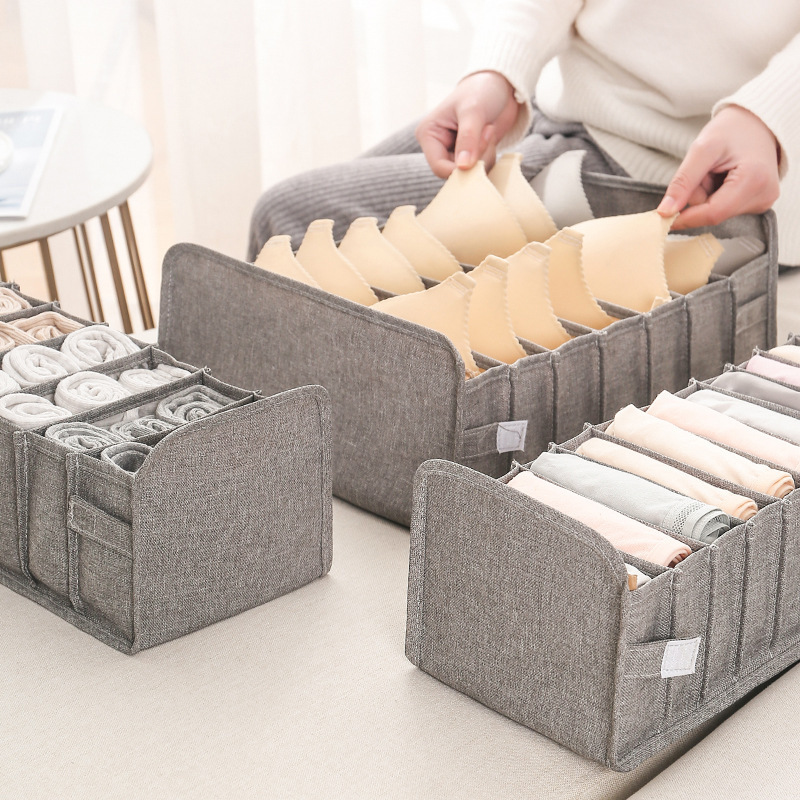 Washable Foldable Underwear Storage Box Bra Socks Split Sorting Box Dormitory Bra Pants Storage Artifact
