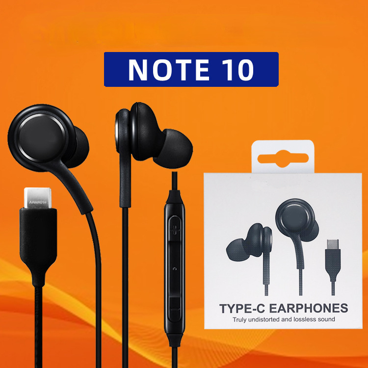 Applicable to Samsung note10 headset type-c audio copper ring wire-controlled subwoofer earplugs S20 AKG noise reduction