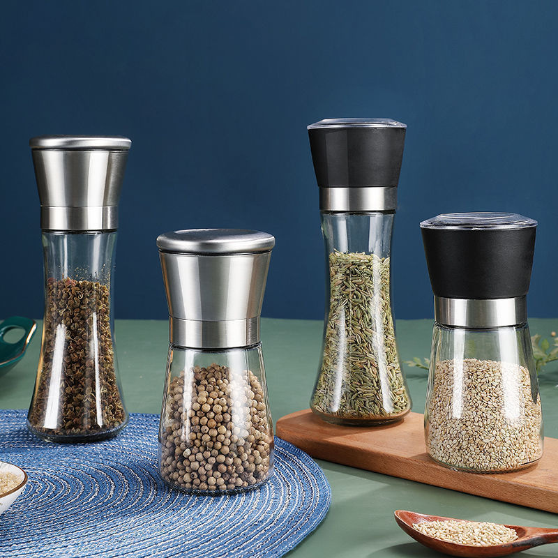 Manual Pepper Grinder Stainless Steel Grinder Kitchen Sea Salt Pepper Powder Seasoning Bottle Barbecue Grinder Bottle