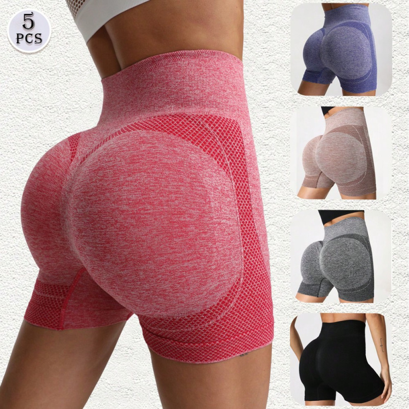 Cross-Border Popular Yoga Sports Shorts for Women, High-Waisted, Tummy Control, Elastic Tight-Fitting Pants, Peach Butt Seamless Quick-Dry Fitness Pants