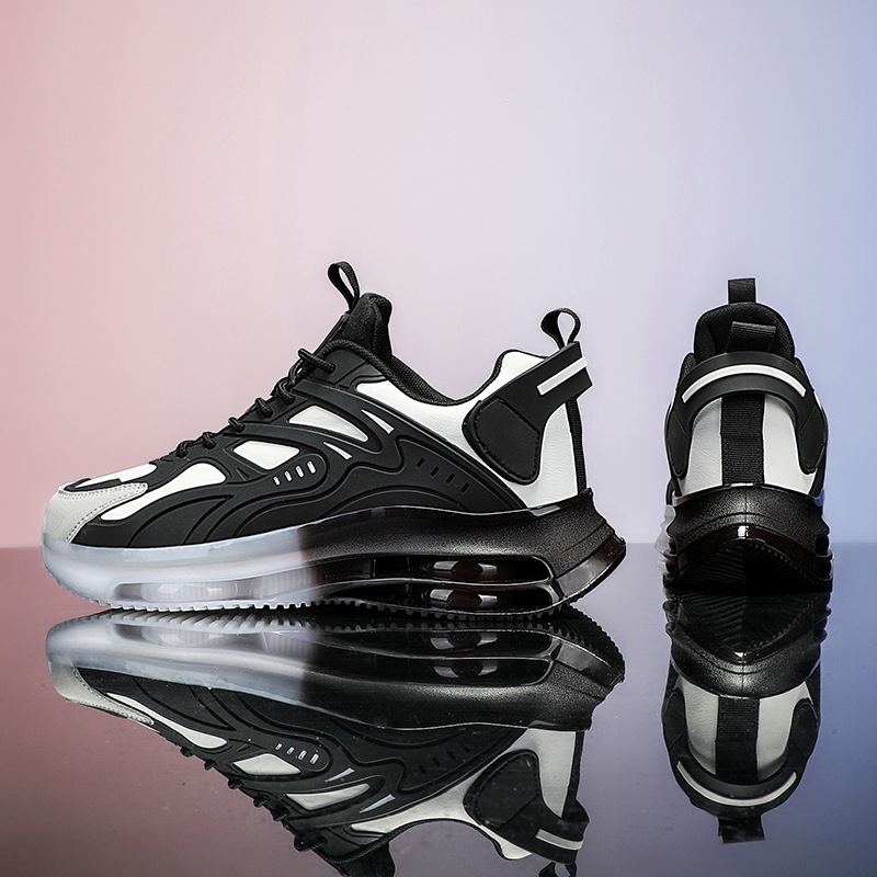 Zapatos de hombre Putian, deportes de primavera, ocio, correr, amortiguación, colchón de aire, aumento, zapatos de moda de papá samurai negro de todo fósforo juvenil