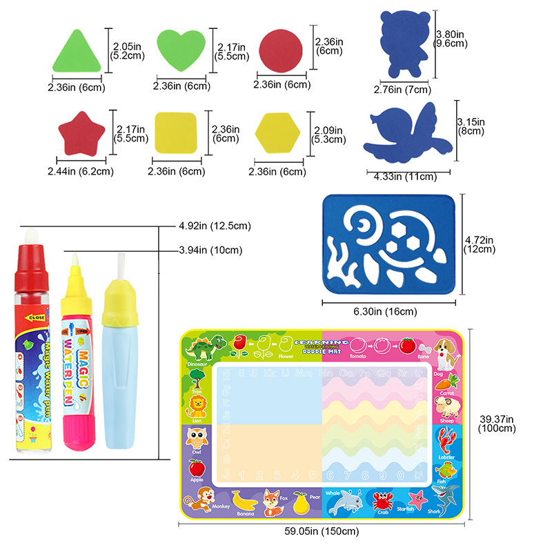 150*100儿童水画布可图案魔法水画毯宝宝水写毯早教启蒙玩具