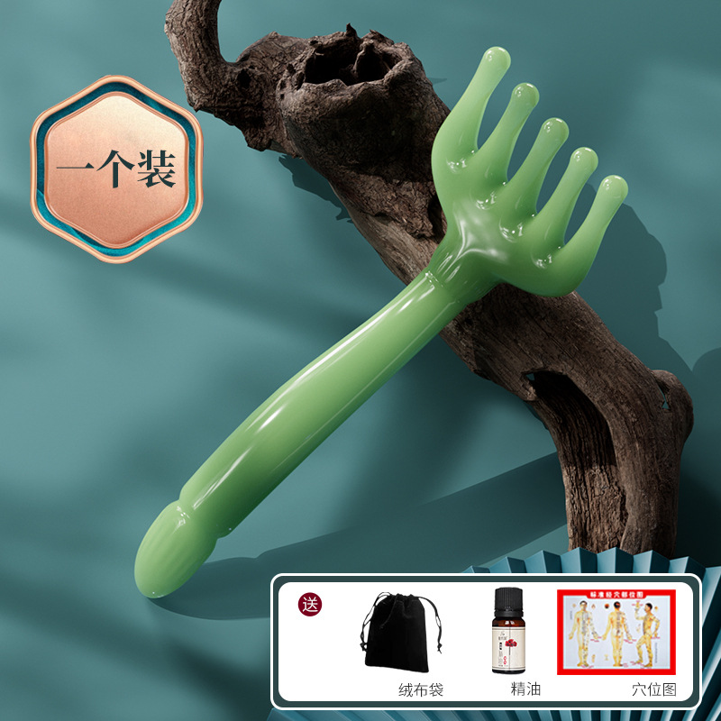 Masajeador de cabeza de cinco garras masaje peine herramienta de terapia capilar resina tendón dragado Meridian rascarse cuero cabelludo descompresión artefacto