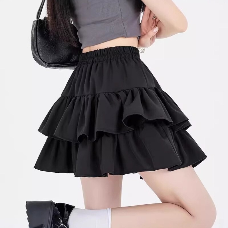 Black Skirt Women's Spring 2025 New Cake Skirt Short Skirt High Waist A-Line Skirt Tutu Skirt Umbrella Skirt Trendy