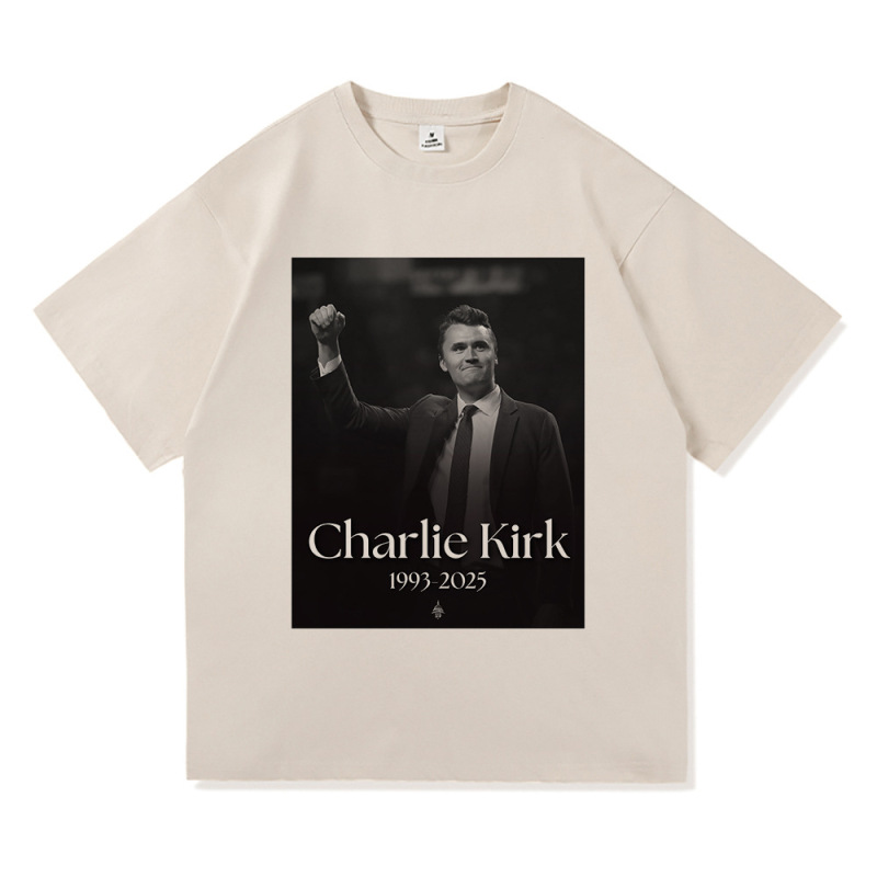 2025外贸新款Charlie Kirk自由T恤时尚男/女原宿美学字母印花T恤|undefined