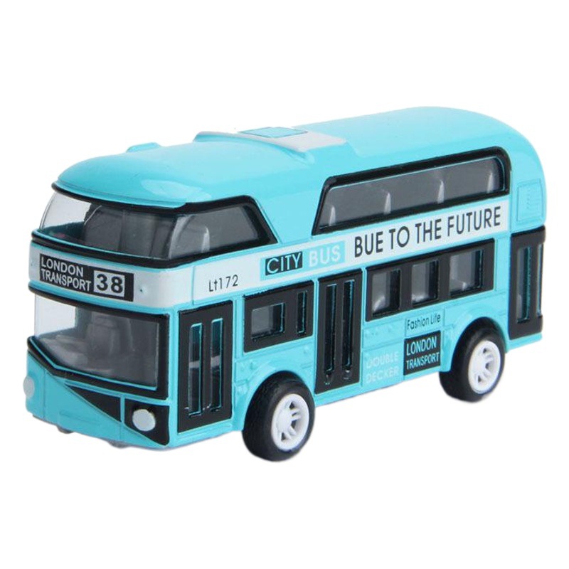 TikTok Los fabricantes de automóviles de juguete para niños suministran el modelo de simulación de autobús de dos pisos Tire hacia atrás el logotipo fijo del automóvil de aleación