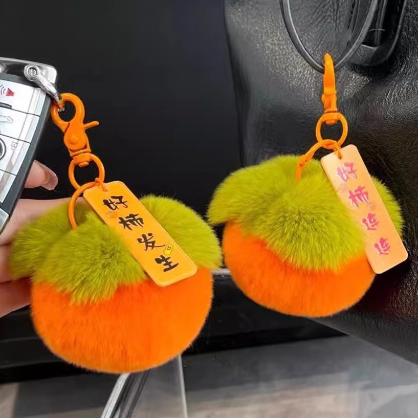 hot sale rex rabbit fur good things happen pendant small cachi car key ring over cute plush bag ornaments wholesale